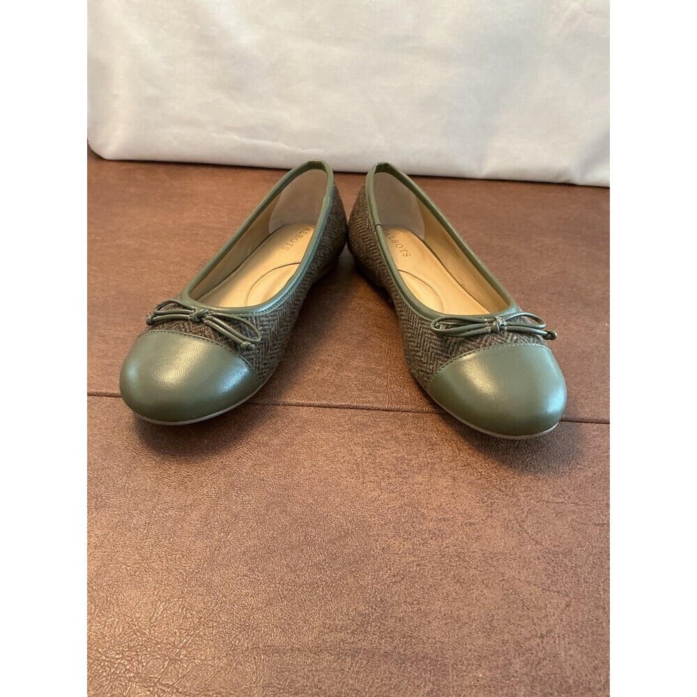 Talbots Womens Flat Shoes Size 7 M. Fabric and leather green Made in Brazil - Picture 4 of 10